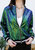 Striped Metallic Sequin Varsity Jacket