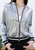 Striped Metallic Sequin Varsity Jacket - Grey