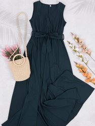 Summer Flow Tie Waist Dress - Green