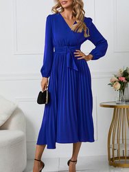 Surplice Neck Belted Dress