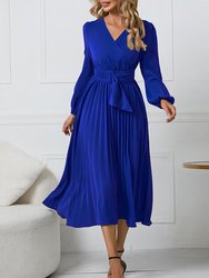 Surplice Neck Belted Dress