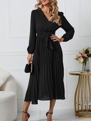 Surplice Neck Belted Dress