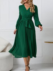 Surplice Neck Belted Dress