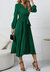 Surplice Neck Belted Dress - Dark Green