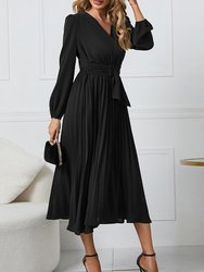 Surplice Neck Belted Dress