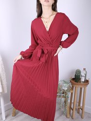 Surplice Neck Pleated Dress