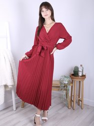 Surplice Neck Pleated Dress