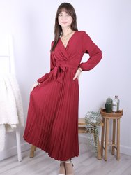 Surplice Neck Pleated Dress