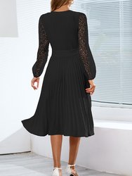 Surplice Neck Pleated Dress