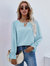 Swiss Dot Cutout Front Blouse - Light Blue