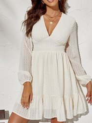 Swiss Dot Patterned Dress - White