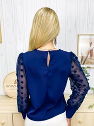 Swiss Dot Sheer Sleeve Blouse