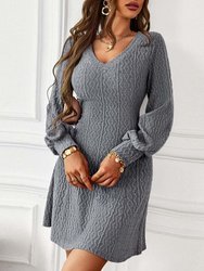 Textured Cable Knit Sweater Dress