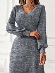 Textured Cable Knit Sweater Dress