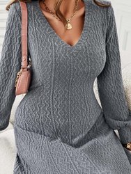 Textured Cable Knit Sweater Dress