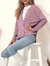 Textured Knit Drop Shoulder Cardigan - Mauve Pink