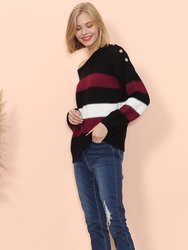 Textured Knit Striped Sweater