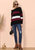 Textured Knit Striped Sweater - Burgundy