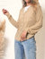 Textured Ribbed Button Down Blouse - Beige