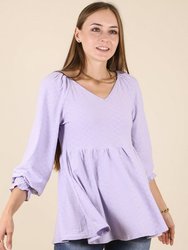 Textured V Neck Long Top