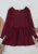 Textured V Neck Long Top - Burgundy