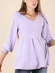 Textured V Neck Long Top