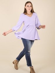 Textured V Neck Long Top