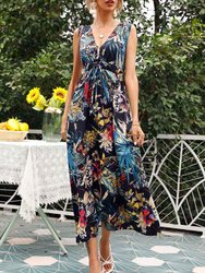 Tie Back Tropical Print Dress