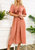 Tie Front Button Bow Tie Detail Dress - Pink