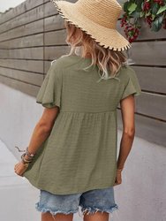 Tie Neck Flowy Sleeve Blouse