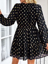 Tie Neck Spotted Dress