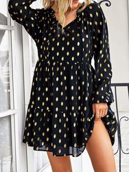 Tie Neck Spotted Dress