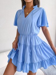 Tie Neck Tiered Dress