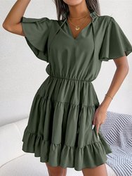 Tie Neck Tiered Dress