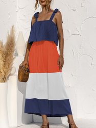 Tie Shoulder Color Block Dress