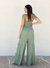 Tie Shoulder Tiered Jumpsuit - Green