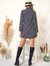 Tie Waist Dot Collar Long Sleeve Sweet Short Dress