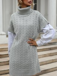 Turtleneck Short Sleeve Sweater Dress