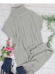 Turtleneck Short Sleeve Sweater Dress