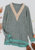 Two Tone Crochet V Neck Sweater - Olive Green