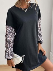 Two Tone Leopard Print Dress