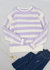 Two Tone Striped Crochet Net Sweater - Purple