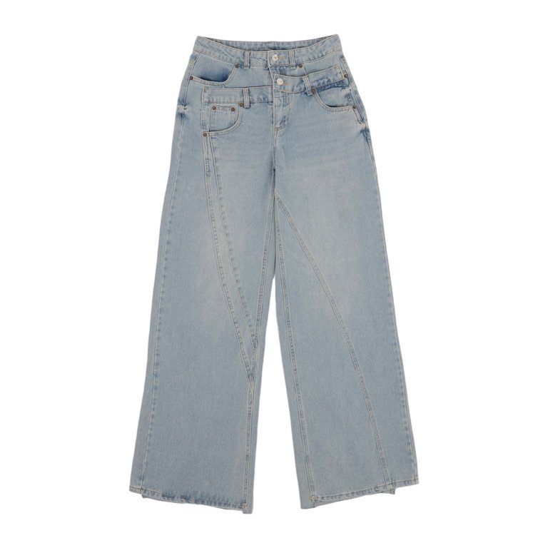 Up and Down Double Waist Jeans - Blue