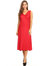 V-Neck Button Sleeveless Midi Swing Dress - Cherry