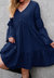 V Neck Marie Sleeves Dress - Navy