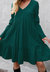 V Neck Marie Sleeves Dress - Green