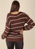 V Neck Striped Patch Pocket Sweater