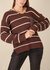 V Neck Striped Patch Pocket Sweater