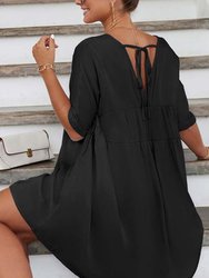 V Neck Tie Back Shift Dress