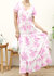 V Neck Tropical Print Maxi Dress - White